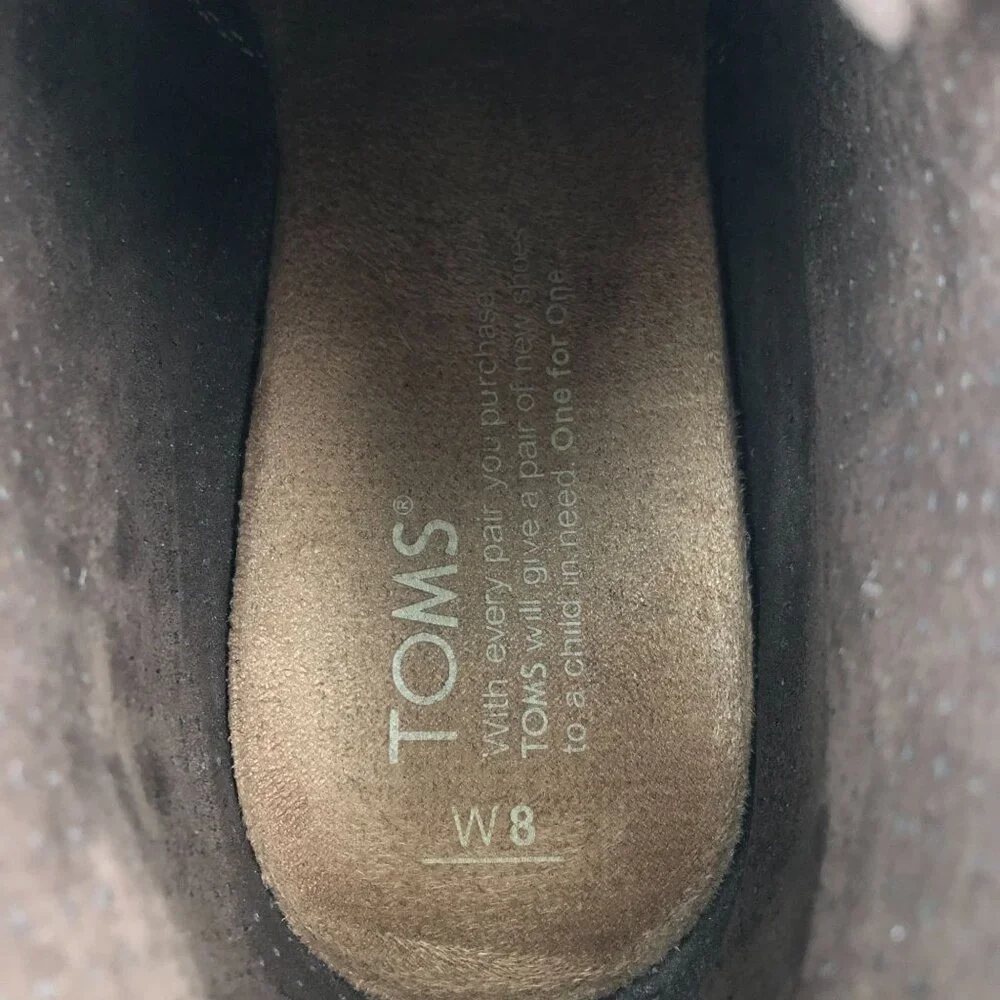 Toms Women's Size 8 Desert Brown Suede Wedge High Heel Lace-Up Ankle Booties